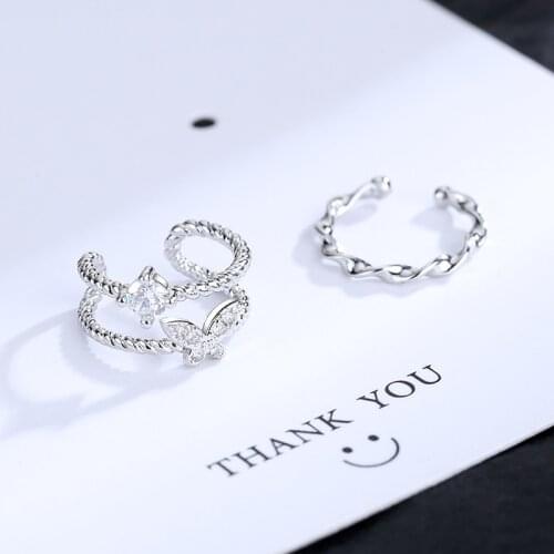 Luckydays New Earcuff For Women Butterfly Zircon Clip On Earrings No Piercing Fake Cartilage Earring 2 PCS/Set Jewerly