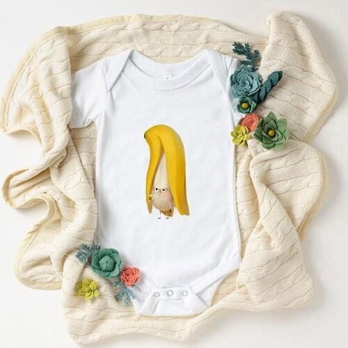 Kawaii Funny Banana Print Toddler Baby Romper Fashion Streetwear Baby Boy Clothes Cozy Fabric Newborn Girl Bodysuit Ropa Bebe