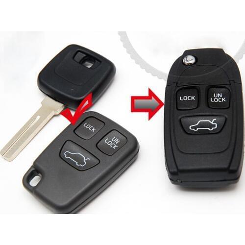 3 Button Modified Folding Flip Remote Key Shell For Volvo S80 S70 V70 C70 S40 V40 XC90 XC70 Fob Key Case 5PCS/lot