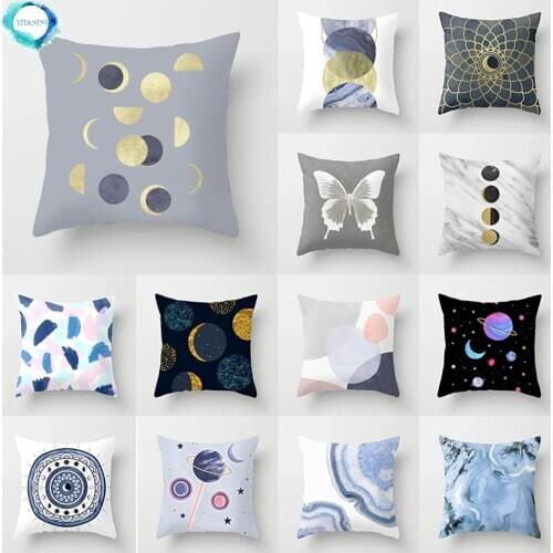 Moon Series Lunar Planets Cosmos Polyester Decorative Pillowcase Mandala Nordic Geometric Cushions Cover Home Decor 45X45CM