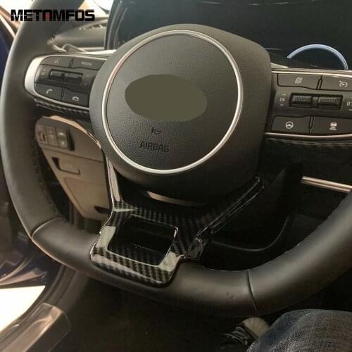 For Kia Optima 2021 2022 Carbon Fiber Steering Wheel Cover Trim Molding Sticker Decoration Frame Inner Accessories Car Styling