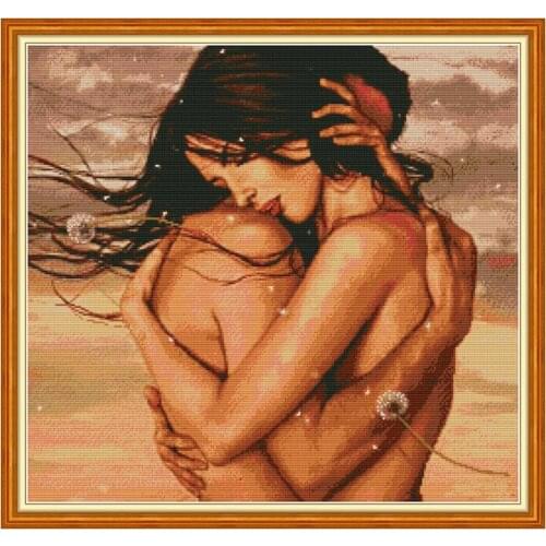 Embrace Counted Cross Stitch Embroidery Needlework Kits Stamped Patterns Canvas DMC Thread 11CT 14CT Printed Handmade Decor Sets