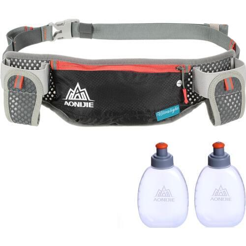 AONIJIE Running Hydration Waist Pack With Two Water Bottle 170ml Bag Belt Bottle Phone Holder Waterproof Jogging