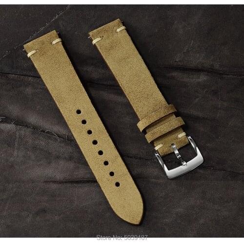 San Martin 20mm Genuine Leather Strap Watch Band Stainless Steel Tongue Buckle Generic