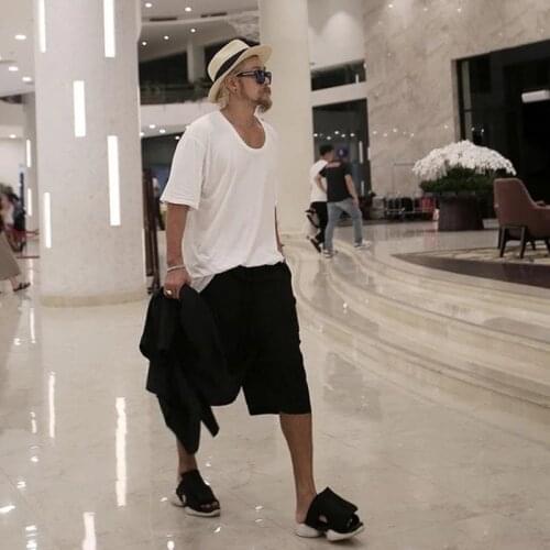 Top Korean new summer U-neck cotton fashion loose trend Casual Short Sleeve T-Shirt male personality