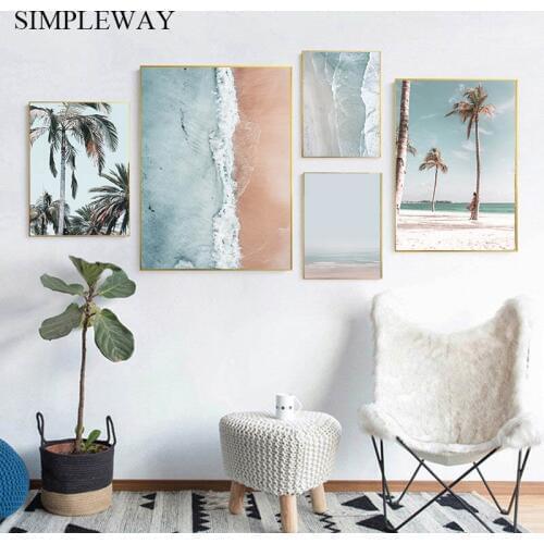 Tropical Ocean Beach Palm Tree Canvas Poster Landscape Wall Art Print Painting Nordic Decoration Picture Scandinavian Home Decor