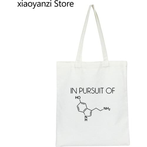 IN PURSUIT OF Shoulder Bag Canvas Bags Seratonin Chemistry Teacher Shopping Bag Apparel Graphic Science Geek Funny Handbag