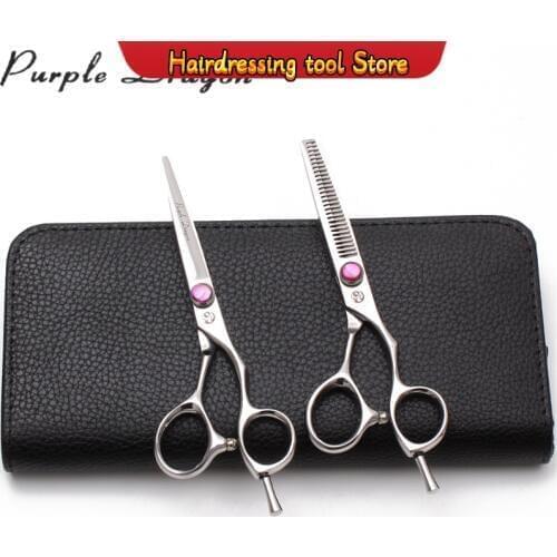 5.5" 16cm Japanese 440C Purple Dragon Hairdressers Scissors Straight Scissors Thinning Shears Professional Hair Scissors Z9014