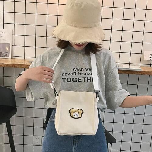 Crossbody Bags for Women New Hot Fashion Cartoon Bear Handbags Casual School Bags Canvas Shoulder Bags Messenger Bags