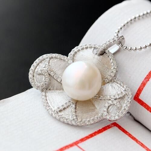 Vintage Thai Silver Wholesale S925 Sterling Silver With Natural Pearl Pendant Ladies Fashion Vintage Silver Pendant