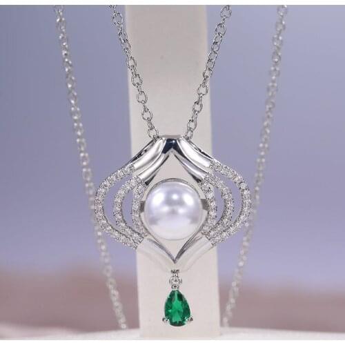 Vintage Water Drop Zircon Stone Pendant Necklaces for Women Round Simulated Pearl Charm Choker Necklace Bridal Wedding Jewelry