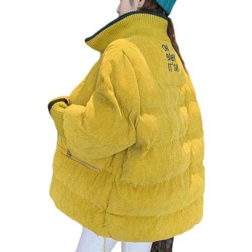 Winter Korean Loose Thick Padded Jacket 2021 New Women Short Corduroy Cotton Jacket Warm Jacket Womens Casual Office Outerwear