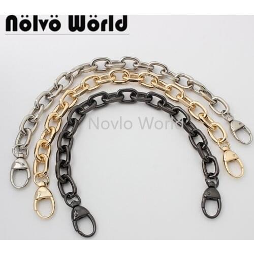 1-5pieces 30-60-120cm 3 colors 4.5mm 25*16mm aluminum meterial chains connector with snap hooks for shoulder bag purse parts