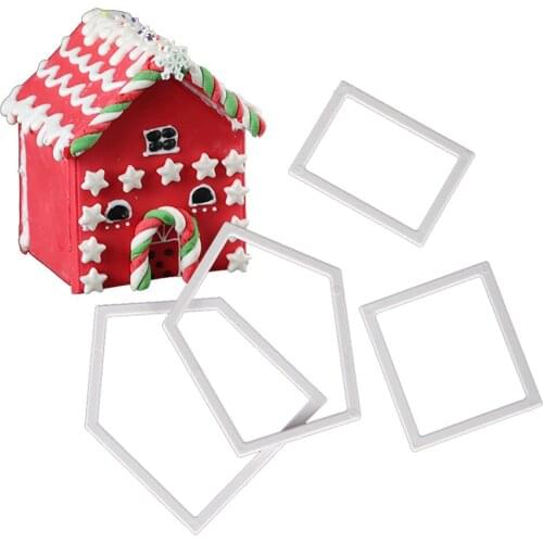 1set House Cookie Cutter Plastic Biscuit Knife Baking Fruit Cake Kitchen Tools Mold Embossing Printing