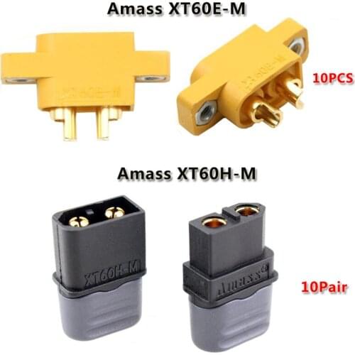 10 Pairs Amass XT60H Bullet Connector Plug With Sheath Housing+10PCS XT60E-M Mountable XT60 Male Plug Connector