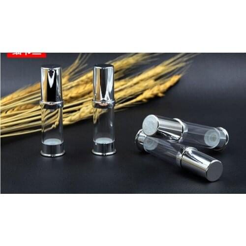 10pcs 5ml AS Bright Silver Electrochemical Aluminum Vacuum Flask Empty Airless Pump water Lotion Bottle Essence Bottle Eye Cream