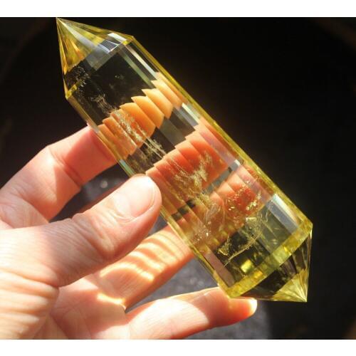 125g 24 sided VOGEL Style Natural citrine QUARTZ CRYSTAL DT wand POINT