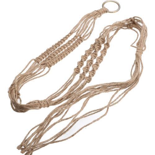 125cm Jute Basket Flowerpot Double Macrame Plant Hanger 2 Tiers Plant Pot Hanging Holder Garden Home Decoration