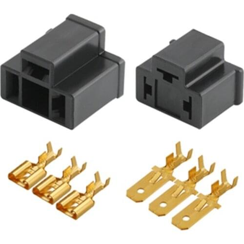 10pcs/lot PA66 Motorcycle H4 3 Pin Unsealed Cable Wire Connector Electrical Connector Automotive Plug Lamp Holder Socket