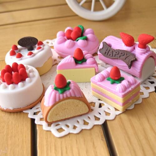 4Pcs/Lot Random Student Supply w29 Cake w53d Gift Stationery Creative Cute w17 H1069 Writing Eraser