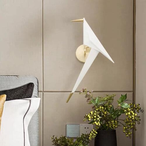 ABAY LED Bird Design Wall Lamp Bedside Lamp Creative Origami Paper Crane Wall Light for Loft Bedroom Study Foyer Dining Room