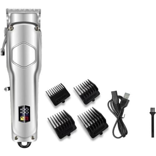 Cordless electric hair trimmer rechargeable hair clipper haircut machine beard trimmer hair cutter oil head white engraving LCD