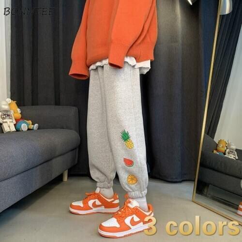 Casual Pants Women Ankle-Length Pant Popular Fruit-Print High Waist Harem Trousers Baggy Daily Harajuku Plus Velvet Thicker Chic