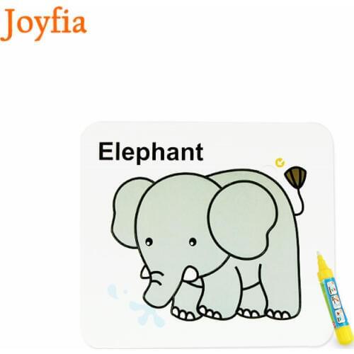 6pcs Kids Water Drawing Cards Coloring Book & Magic Pen Animal Jigsaw Puzzle Card Painting Board Educational Toys for Children