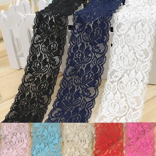 5 yards 65mm Elastic Lace Fabric Black White Beige Navy Blue Pink Red Gray Lace Trimming DIY Crafts Material Gift Wrapping Lace