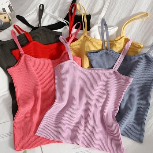 Heliar Women Plain Crop Tops Spaghetti Tube Top Solid Ribbed Cotton Tops For Summer Y2K Basic Tops For Women 2021 Summer