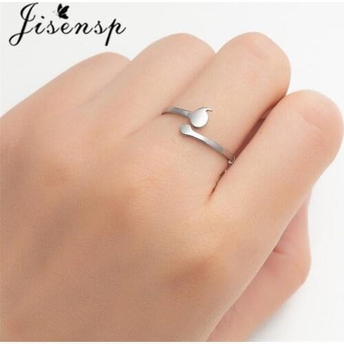 Jisensp Unique Design Stainless Steel Semicolon Finger Rings for Women Minimalist Adjustable Ring Punk Jewelry Birthday Gift
