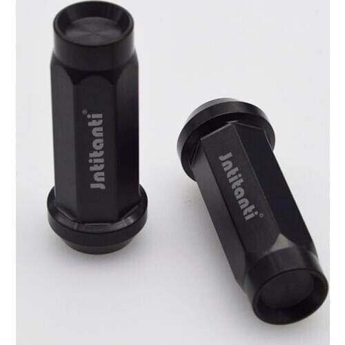 High performance black color 60 degree cone seat closed end septangle anti-theft Gr.5 titanium alloy lug nut M12*1.5*50mm