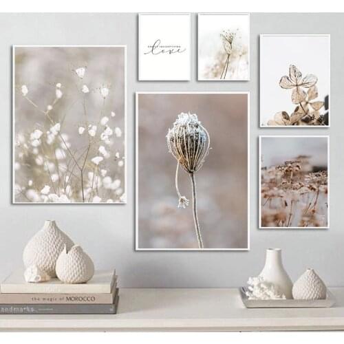 Nordic Flowers and Plants Canvas Painting Dandelion Poster Minimalist Wall Art Pictures for Living Room Decor