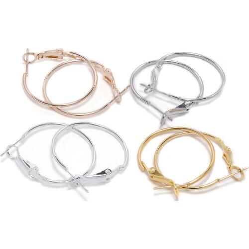 10pcs 20 25 30 40 50mm Gold Circle Round Hoop Earrings Hooks Earring Findings For DIY Jewelry Making Accessories Supplies
