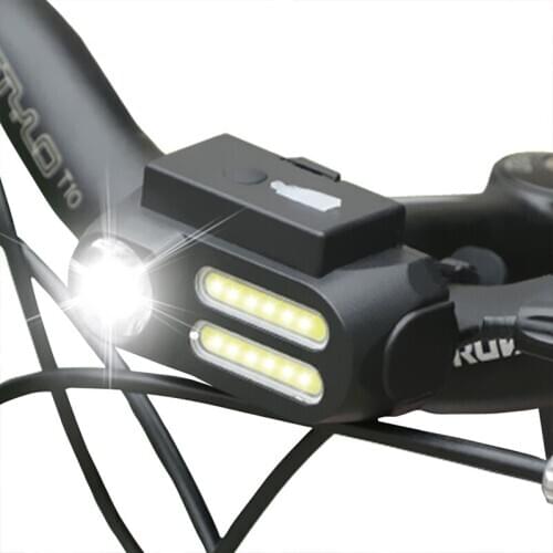 Multifunctional Bicycle Headlight 1200mAh Bicycle Flashlight USB Rechargeable Bike LED Light Set Waetproof Emergency Lighting