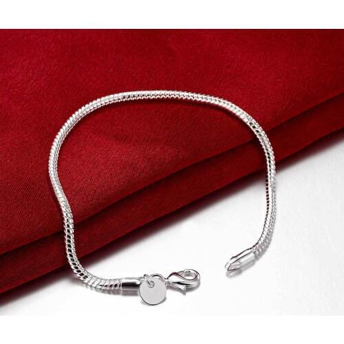 Fishion 3MM Snake Chain Round Charm Women Bracelet Minimalist Bangle Party Jewelry Gift