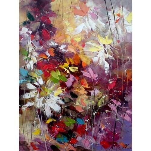 Abstract Blue Orange Flower DIY Cross Stitch Embroidery 11CT Kits Needlework Craft Set Printed Canvas Cotton Thread Sell