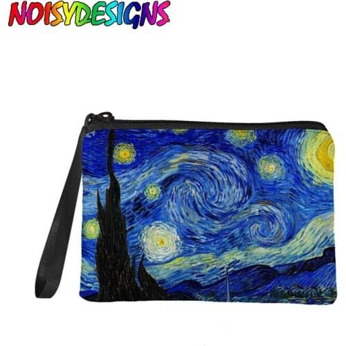 NOISYDESIGNS Mini Vintage Oil Painting Coin Purse Women Girls Fashion Landscape Printed Wallet Lipstick Money Purse Pocket Bag