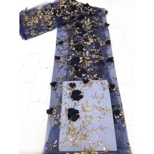 Latest African Lace Fabric 2021 High Quality 5 Yards Sequins French Tulle Nigerian Lace Fabric for Wedding Bridal Dress VXZ49741