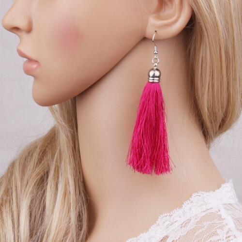 New Fashion Tassel Dangle Earring Colorful Long Tassel Drop Earrings Retro Fringe Jewelry Women Jewelry Wedding Trinket
