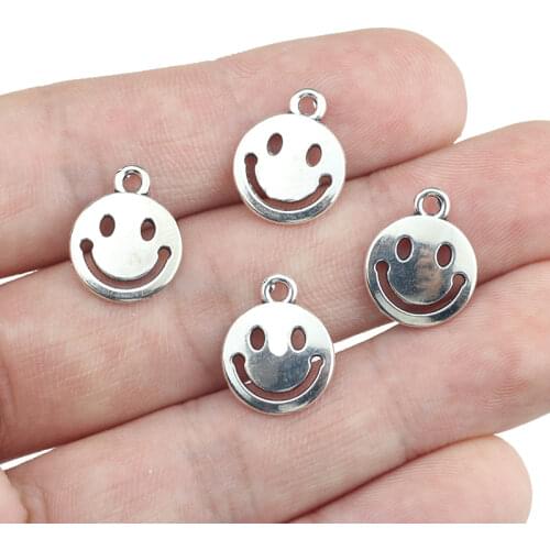 20 Pieces 12*15mm Newest Style Alloy Antique Silver Color Smile to Life Charms Pendant Accessory For DIY Jewelry Making