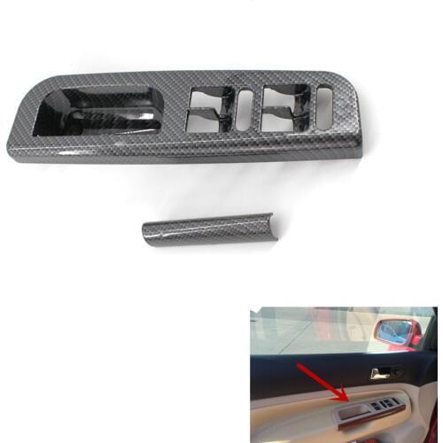 New Door Window Switch Panel Bezel + Handle Trim Carbon Fiber Printed Style for VW Passat Golf Jetta MK4 98-04 Left Hand Drive