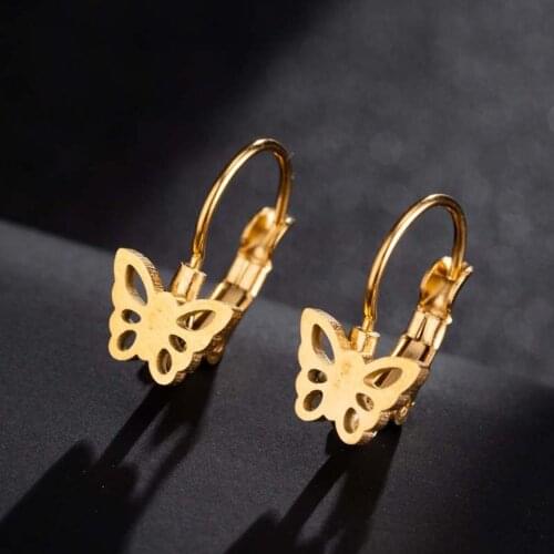 Stainless Steel Butterfly Earrings Studs Jewelry Lovely Women Earing Cute Animal Christmas Earrings 2021 for Child Kids