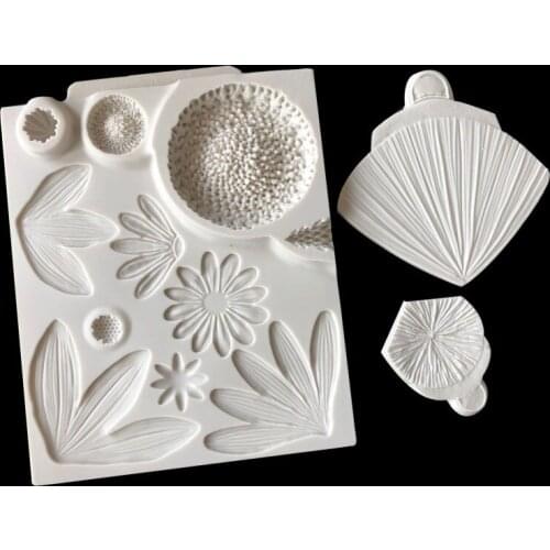 3pcs Sunflower Leaf Silicone Mold Fondant Chocolate Cake Decorative Petals Die 15-1130