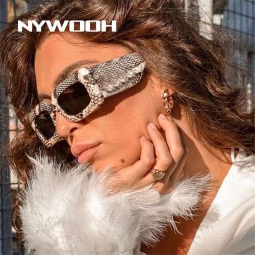 NYWOOH Sexy Snake Print Square Sunglasses Women Men Luxury Designer Vintage Sun Glasses Retro Wide Leg Hip Pop Eyewear UV400