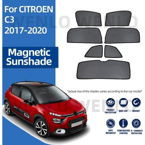 For CITROEN C3 Protective Covers Foldable Cool Down Sunshades Heat Isolation Windshield Curtain Rear Side Window Magnetic Meshes