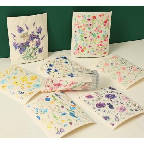 8pcs Mixed flower Swedish Dishcloths Reusable Dish Towels Absorbent And Fast Dry Cleaning Cloths For Kit