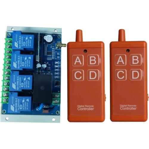 Universal 30A relay AC 220V 380V 4 channel RF Wireless Remote lighting Control Switch industrial farm power switch