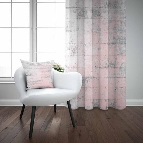 Else Pink Gray Wall Tumbled Decorative Printed 3D Backdrop Curtain