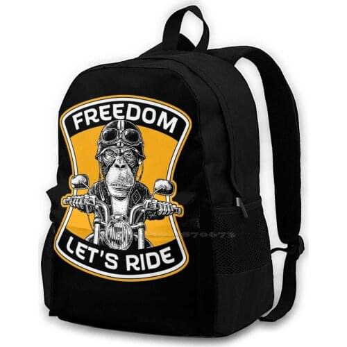 Biker Chimp Travel Laptop Bagpack Fashion Bags Motorcycle Chimp Helmet Funny Monkey Vintage Bike Racing Retro Biker Ape